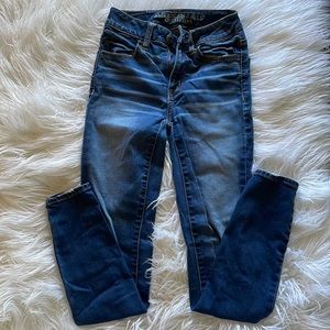 American Eagle Dark Blue Skinny Jeans High Rise